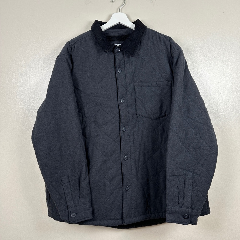 Old Navy Men's XXL Quilted Shirt Jacket Dark Heather Grey Sherpa Lined NEW